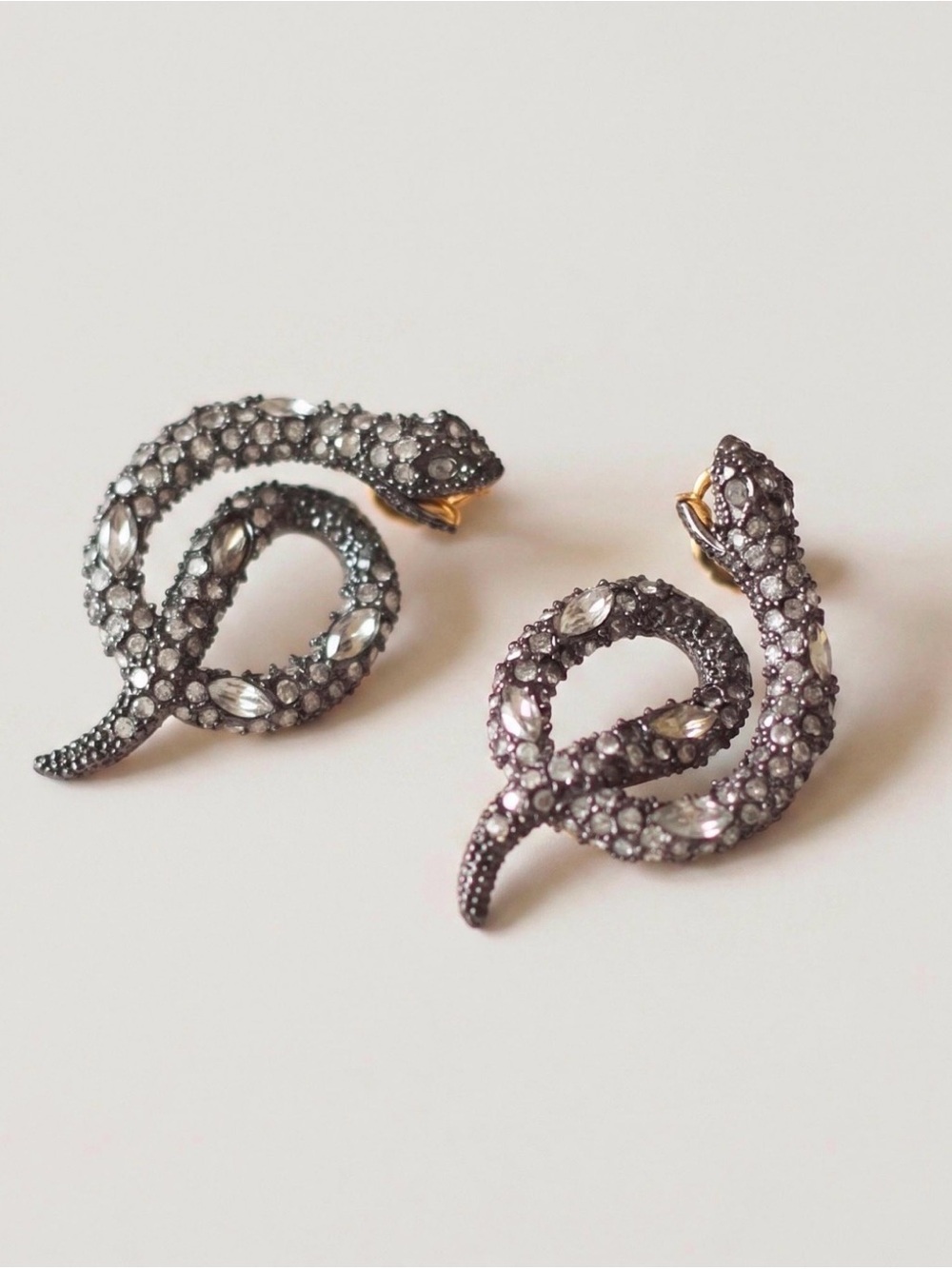 Alexis Bittar Earrings Crystal Encrusted Jardin De Papillon Noir Snake Wrap OC10